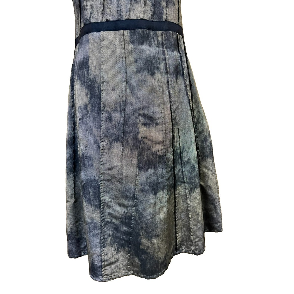 VERONIKA MAINE Fit & Flare Dress Gray Watercolor Pintucks Sleeveless Lined SZ 14 - Picture 8 of 17